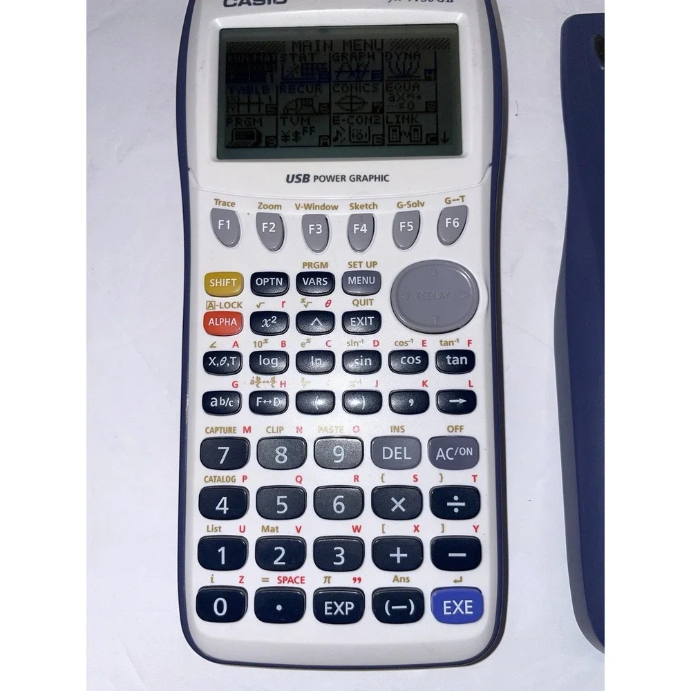 Casio FX-9750GII Graphing Calculator Tested And Works USB Port Blue with Cover